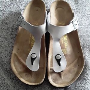 Birkenstock Silver Gizeh Sandals